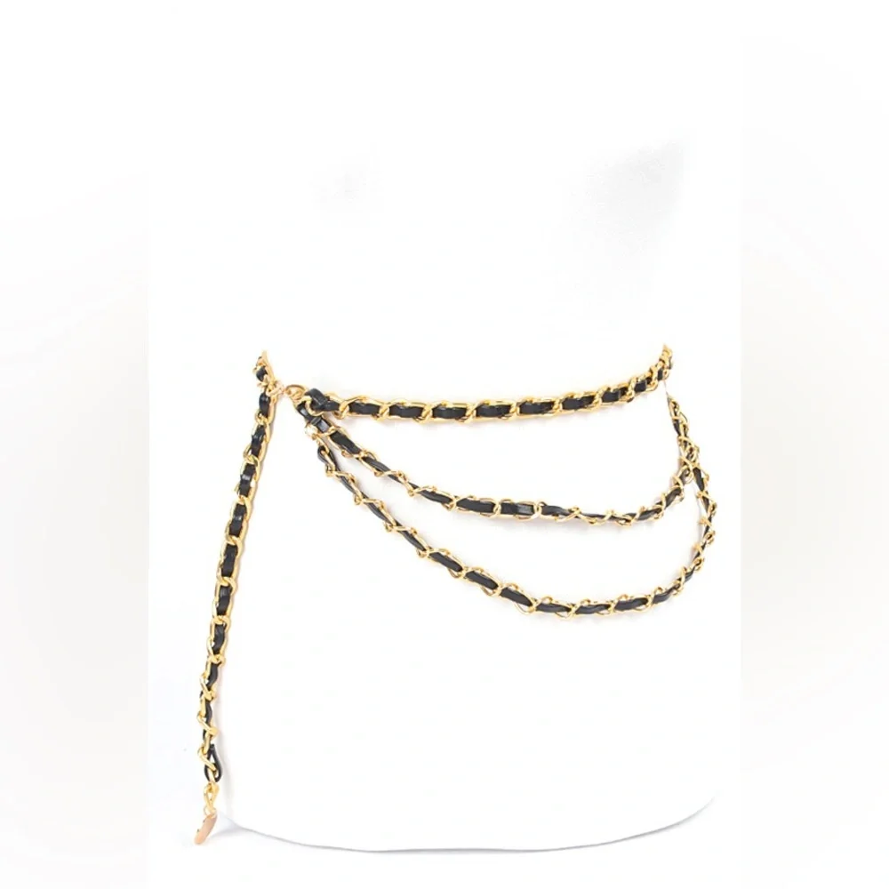 Plus Size Vegan Leather Chain Statement Belt